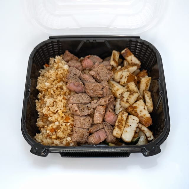 New York Steak & Calamari Entrée.